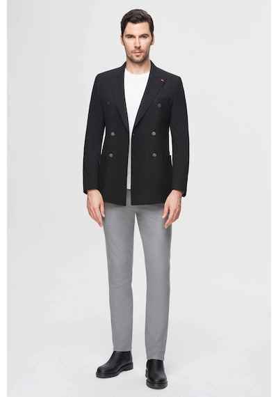 D's Damat Slim Fit Siyah Metal Düğmeli Kruvaze Kumaş Ceket 3ef04dd024881 Siyah