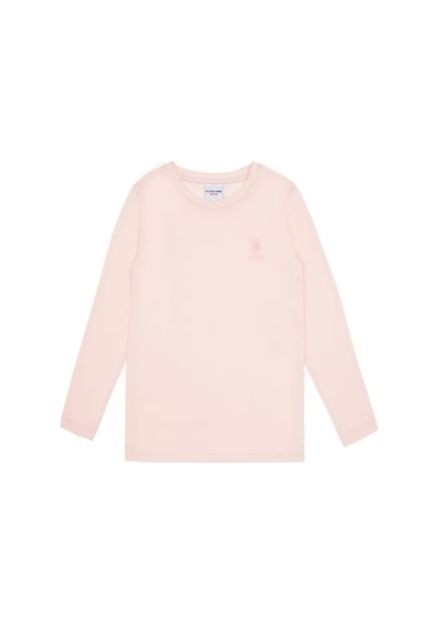 U.S. Polo Assn. Kız Çocuk Açık Pembe Bisiklet Yaka Basic Sweatshirt 50317923-VR078