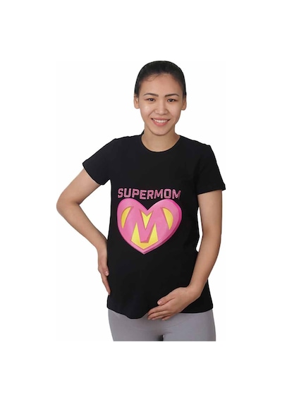 Mummy's Baby Hamile Tişört Super Mom Siyah 8638