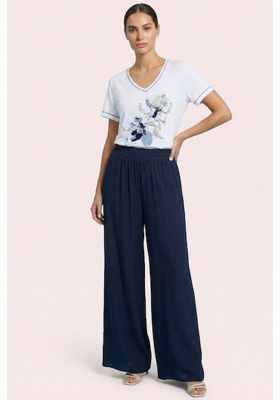 Casual Mavi Penye T-shirt Mavi