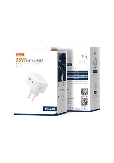 Azeada 35w Type-c + Type-c Hızlı Şarj Adaptörü Beyaz Pd-a68 35w Çift Giriş, Şarj Başlık