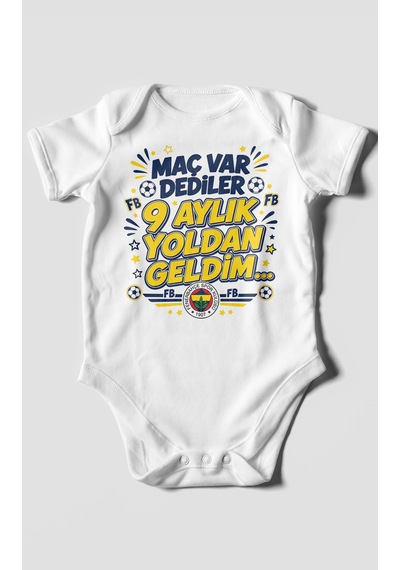 Morivokids Maç Var Dediler Yazılı Kısa Kollu Bebek Body %100 Pamuk Zbn277-kk Beyaz