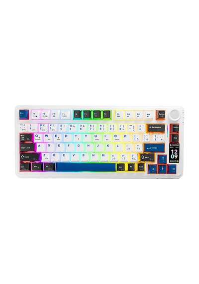 Rampage Quell Pro Ekranlı Hot Swap 2.4g + Bt Wireless Rgb Gasket Oil Switch Türkçe Q Pbt Mekanik Gaming Klavye Beyaz