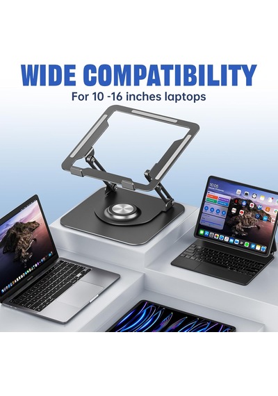 Masa İçin Dizüstü Bilgisayar Standı, 360 Dönebilen Tabanlı Ayarlanabilir Bilgisayar Standı, İşbirliğine Dayalı Çalışma İçin Ergonomik Dizüstü Bilgisayar Yükselticisi, Katlanabilir Ve