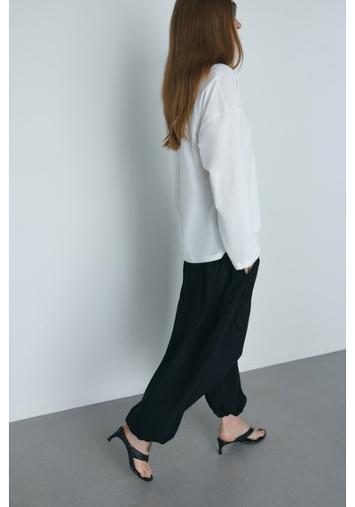 Suud Collection Beyaz Uzun Kollu Oversize Tişört
