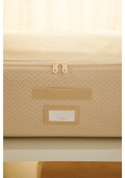 Ocean Home Textile 4'lü Mega Boy Bej Balıksırtı Baza Altı Hurç Set 74 X 46 X 22 Cm Bej