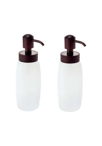 Banyo Seti Sıvı Sabunluk 2 Adet Cam Buz Desenli 6x6x20cm 300ml Beyaz