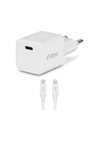 Ttec 2scp01lb Smartcharger 20w Pd Seyahat Hızlı Şarj Cihazı + Usb-c - Lightning 150cm Kablo Beyaz