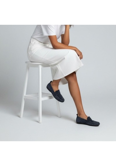 Ne&ve Shoes Lacivert Süet Hakiki Deri Astarsız Esnek Kadın Günlük Şık Ve Rahat Loafer