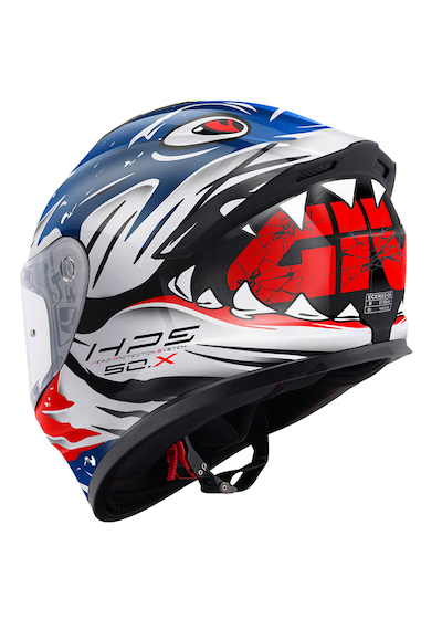 Givi 50.x Sharkbite Kapalı Motosiklet Kaskı Beyaz - Kırmızı - Mavi