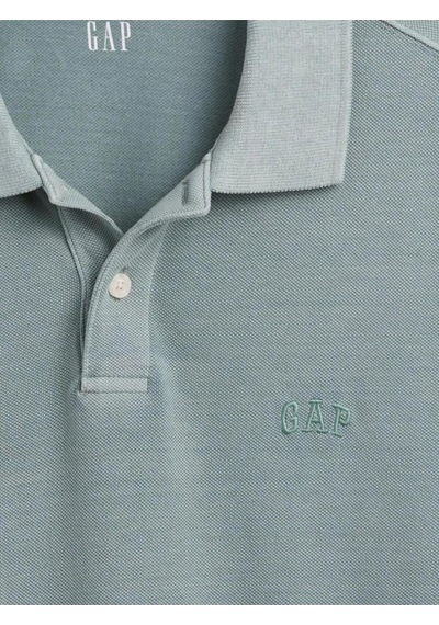 Gap Logo Piqué Polo Yaka T-shirt Erkek Polo Yaka T-shirt-14304 Yeşil