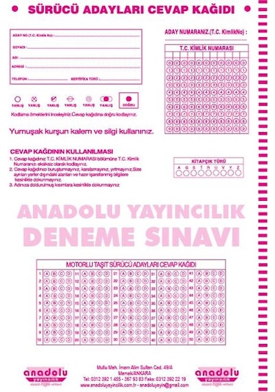 Sürücü Eğitim Deneme Sınavı Sürücü Kursu 5'Li Deneme Sınavı