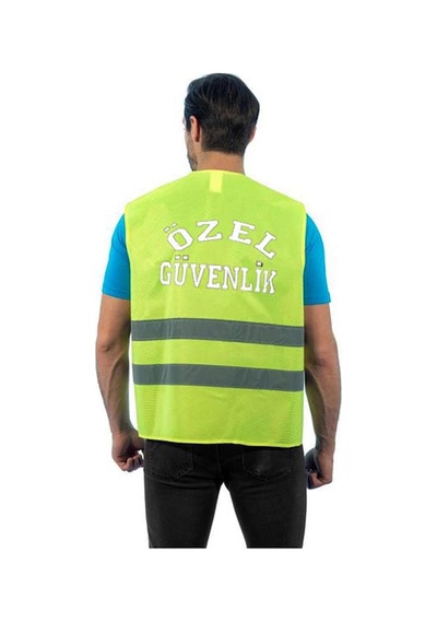 Özel Güvenlik Yazılı İkaz Yeleği Reflektörlü Sarı Renk Sarı