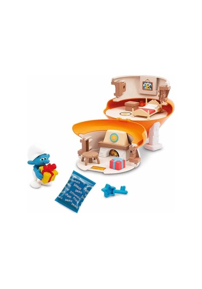 Gioc-hi Prezio-si Şirirnler Şakacı'nın Mantar Evi Anahtarlı Taşınabilir İki Katlı 19 Cm Oyuncak Set Şirinler