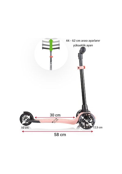 Wellgro Işıklı Scooter, Ayarlanabilir Yükseklik, Ön Tekerleri Işıklı, Pembe Pembe