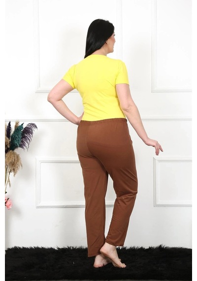 Mtm My The Mall Kadın Pamuklu Büyük Beden Alt Pijama Kahve Kahve