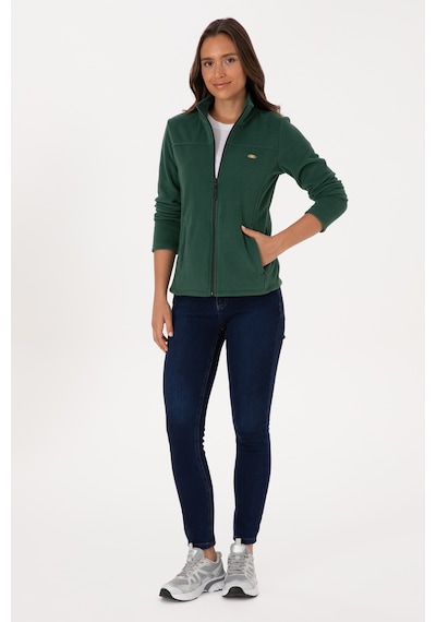 U.S. Polo Assn. Kadın Koyu Yeşil Fermuarlı Dik Yaka Polar Sweatshirt 50316729-VR079