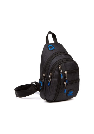 Newish Polo Keten Kumaş Usb Kulaklık Çıkışlı Fermuarlı Göğüs Ve Omuz Çantası 16x22cm New120 - Siyah - Mavi