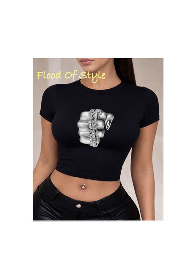 Flood Of Style Siyah Babby Tee El Yüzük Özel Tasarım