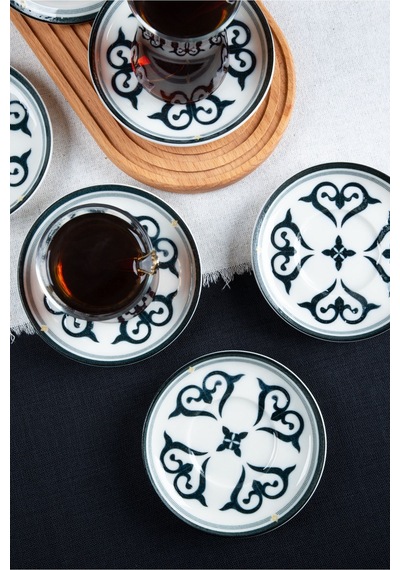 Ahenk 6'lı Porselen Çay Tabağı Seti Beyaz