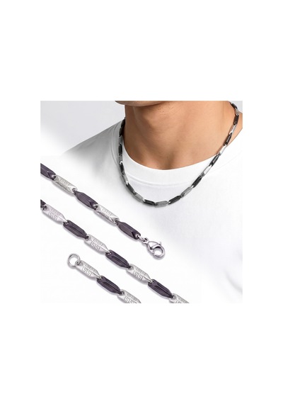 Beycen Aksesuar Grek Desenli Kibrit Erkek Çelik Kolye 3mm 55cm Üç Renkli 3902eck057 Çok Renkli