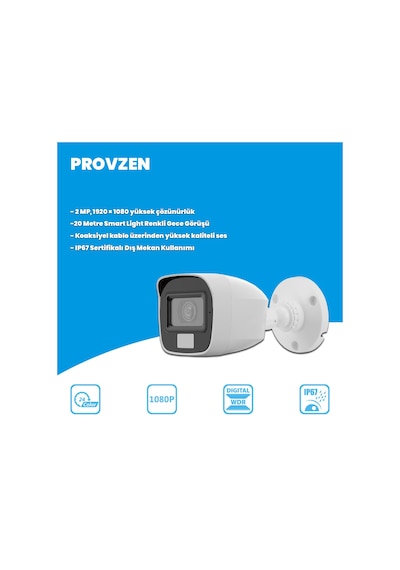 Provzen Hilook 5 Kameralı Full Hd Colorvu Mikrofonlu Güvenlik Kamerası Olay Anında Bildirim