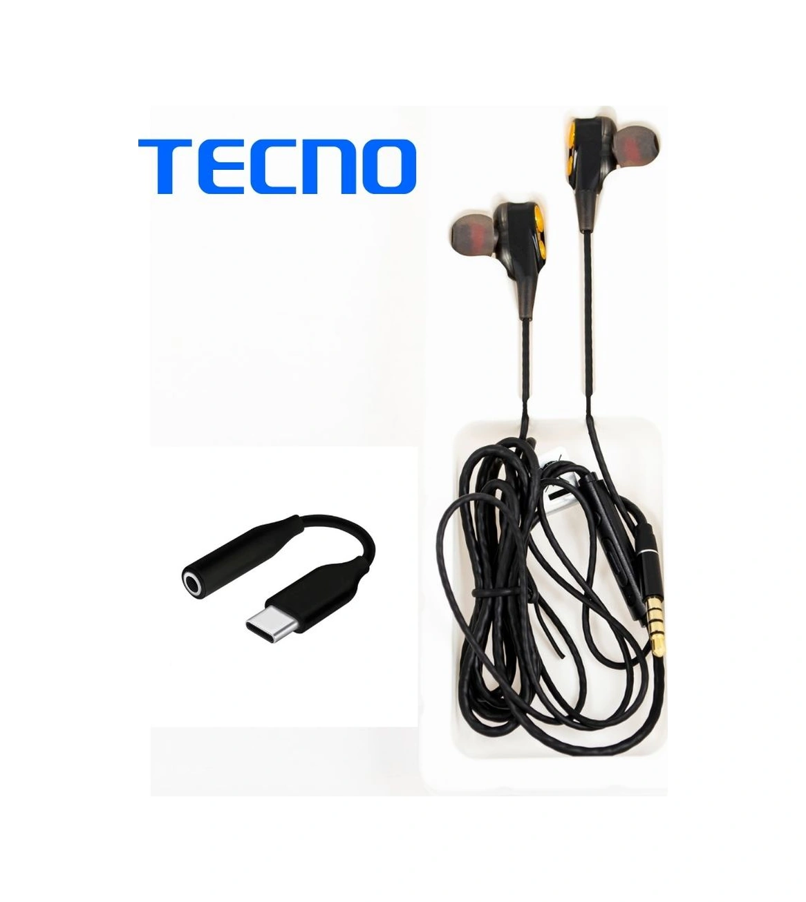 Tecno Hot Beats 3d Hifi 4 Hoparlörlü 3.5mm Jack Girişli Type-c Dönüştürücülü Mikrofonlu Kulaklık Siyah J2uc10 Telefon Kulaklıkları