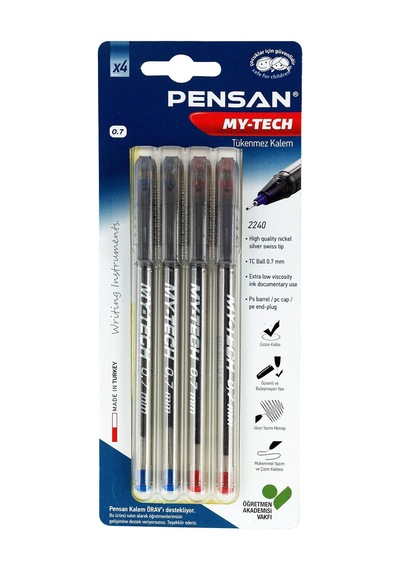 0,7 Mm My-tech Tük.kalem Karışık 4 Lü Bls - Pe02240tkmt04