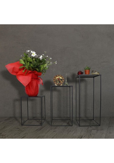 Metal Zigon Sehpa Çiçeklik 3 ‘Lü Set Wd-19