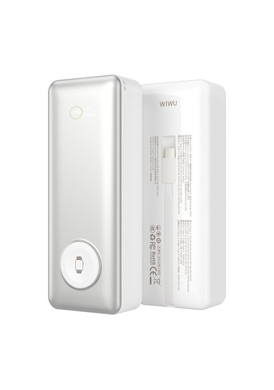 Wiwu Wi-p023 Elite Serisi Dijital Led Göstergeli Akıllı Saat Kablosuz Powerbank 20000mah 145w Gümüş Gümüş