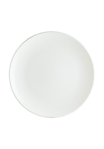 Retro Gourmet 12 Adet 25 Cm Yeşil Kenar Çizgili Porselen Düz Taba