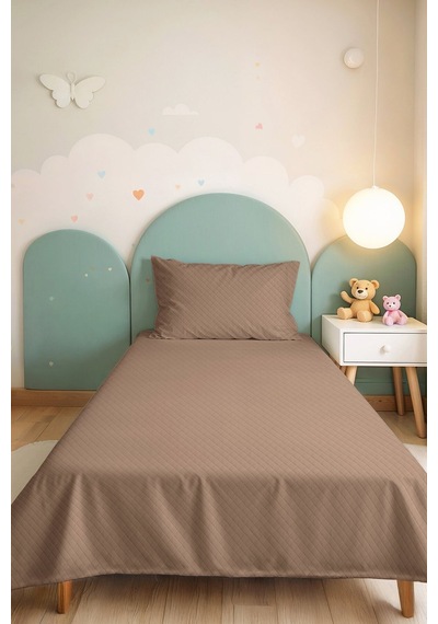 Vizon Kapitone Tek Kişilik Pike Takımı - Minimal Geometrik Bej 160x220 Cm Mevsimlik Yatak Örtüsü Sarı