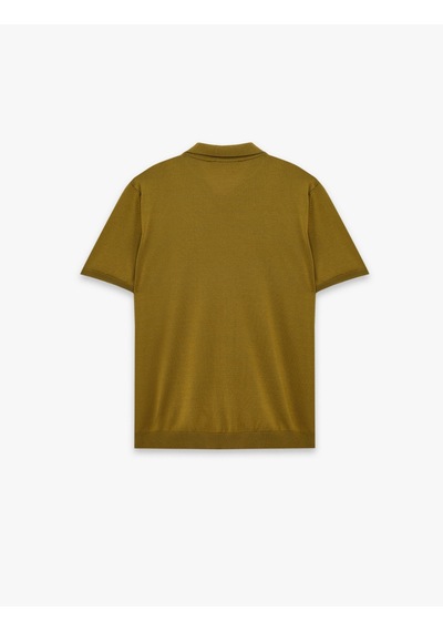 Koton Regular Fit Viskon Karışımlı Düğmeli Polo Yaka Kısa Kollu Triko Tişört Haki 6sam70055ht