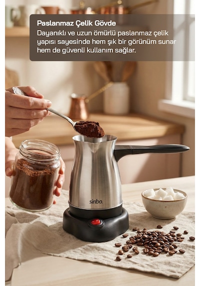 Sinbo Scm-9039 Elektrikli Türk Kahve Makinesi 5 Fincan 500 Ml Paslanmaz Çelik Cezve
