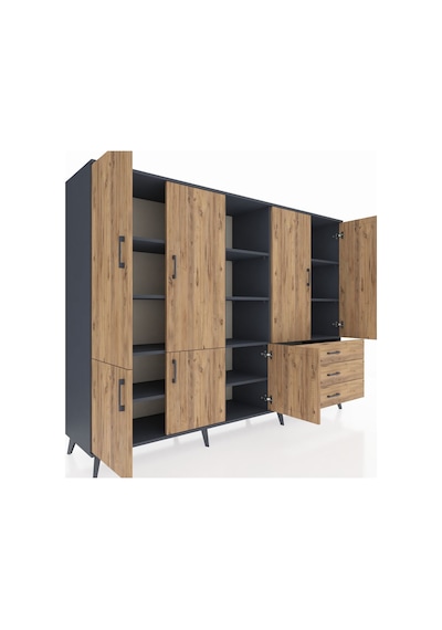 Hyperion Dolap 11 Raflı 3 Çekmeceli 7 Kapaklı 220x44x163 Antrasit-çam Atlas Çam - Antrasit Hyperion Dolap 11 Raflı 3 Çekmeceli 7 Kapaklı 220x44x163 Antrasit-çam Atlas Çam - Antrasit