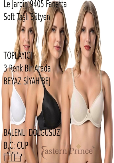 Le Jardin Sütyen Fanetta Soft Cup Taşlı Büyük Beden Dolgusuz Balenli Toplayıcı 9405 Beyazsiyahbej Le Jardin Sütyen Fanetta Soft Cup Taşlı Büyük Beden Dolgusuz Balenli Toplayıcı 9405 Beyazsiyahbej