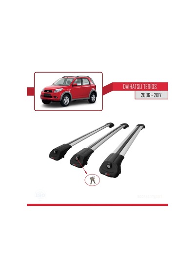 Daihatsu Terios 2006-2017 Arası İle Uyumlu Ace-1 Ara Atkı Tavan Barı Gri 3 Adet Bar