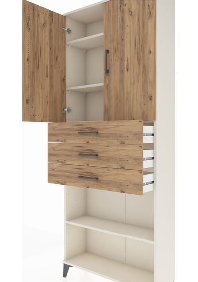 Arges Dolap 4 Raflı 3 Çekmeceli 2 Kapaklı 88x30x221 Aytaşı-çam Aytası