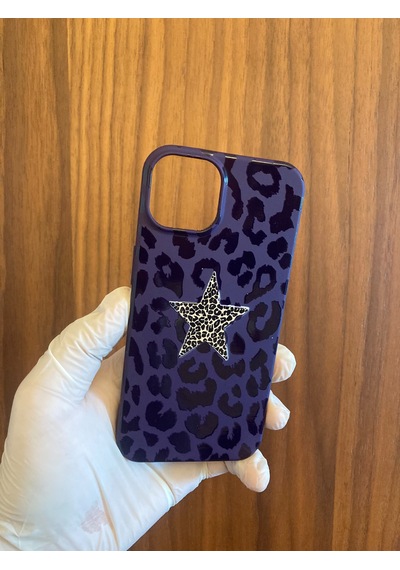 Apple iPhone Uyumlu 13/14 Leopar Baskılı İçi Kadife Silikon Telefon Kılıfı mor