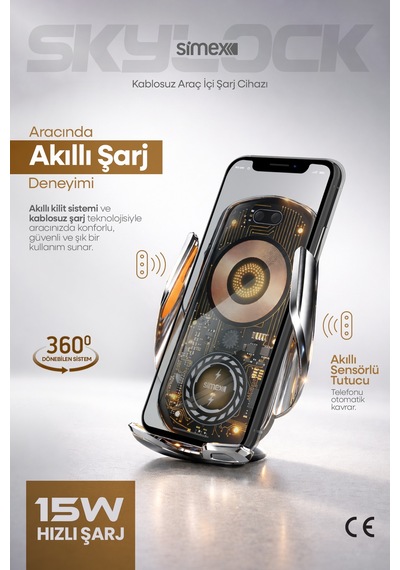 15w Kablosuz Şarjlı Araç İçi Telefon Tutucu Kancalı Araba Havalandırma Standlı Wireless Şarj Cihazı Aleti Diğer