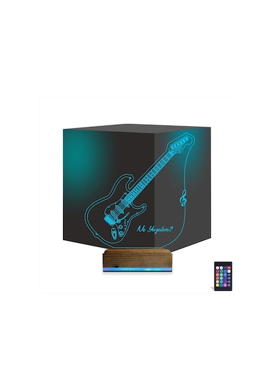 Luvivia Elektro Gitar Müzik Kişiye Özel 3d Lamba - Masa Gece Lambası V1 Şeffaf