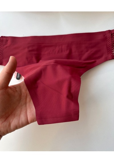 Orijinal Lazer Kesim Üstün Kalite Spandex Invisible Dikişsiz Dant Bordo