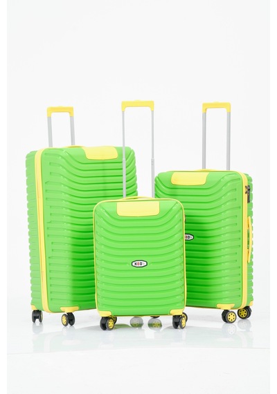 Keo-plus Yeşil-sarı 3 Lü Set Silikon Kırılmaz Pp Valiz Çok Renkli