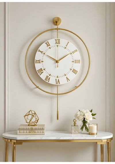 Gold - Royal Kadran Exclusive - Pilli Led - 3 Pil İle Gelir - Modern Metal Duvar Saati