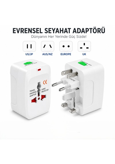 4 Adet Akım Korumalı Universal Seyahat Adaptörü Priz Çevirici 110-250v Geniş Voltaj Desteği Diğer