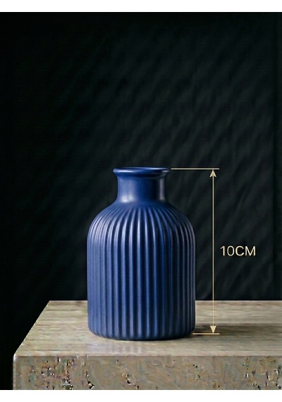Premium - Lacivert - 10cm - Kendinden Kokulu - Çizgili Pampas Vazosu
