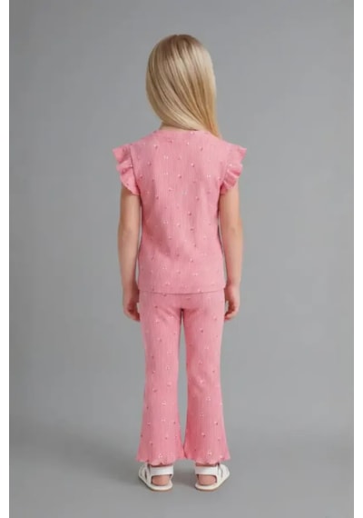 Defacto Çiçekli Fitilli 2li Mercan Takım Kız Bebek I0771a526aupn634 Pembe-pn634
