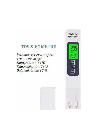 Tds&Ec Metre Su Kalite Iletkenlik Ölçme Termometre Su Test Cihaz