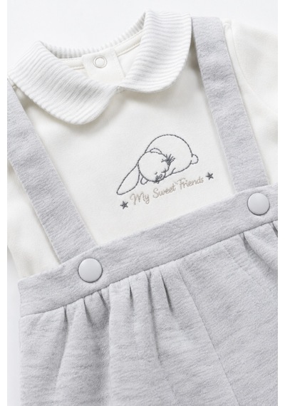 Babyhola Kız Bebek Salopet Görünümlü Tulum 13999 Gri