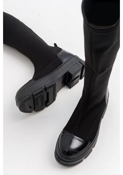 Luvishoes Bella Siyah Scuba Kadın Çizme Siyah